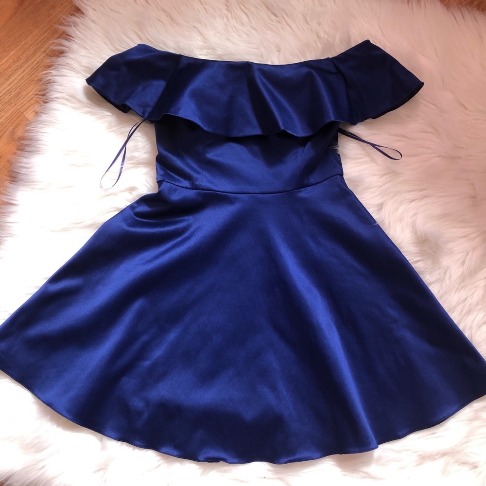 Topshop Satin Ruffle Bardot dress New NWT